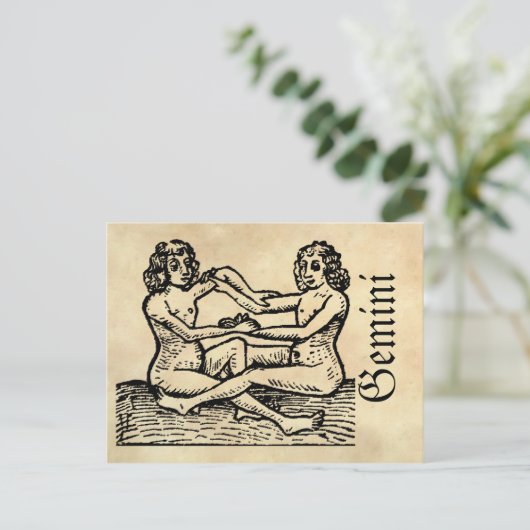 Middeleeuwse renaissance sterrenbeeld Gemini Briefkaart (Staand voorkant)