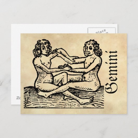 Middeleeuwse renaissance sterrenbeeld Gemini Briefkaart (Voorkant / Achterkant)