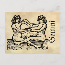 Middeleeuwse renaissance sterrenbeeld Gemini Briefkaart