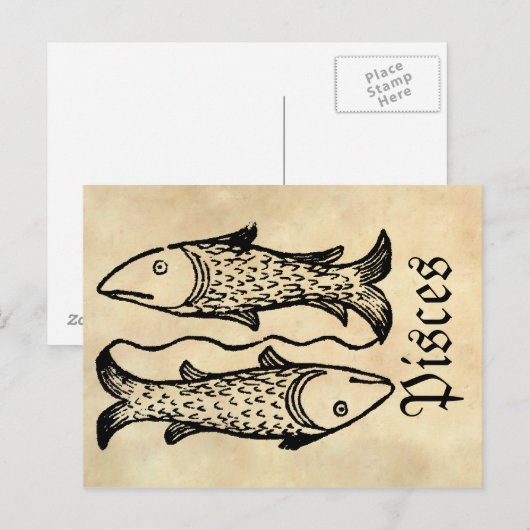 middeleeuwse renaissance sterrenbeeld Vissen Briefkaart (Voorkant / Achterkant)