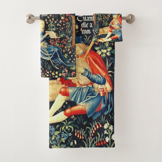 Middeleeuwse Renaissance Tapestry Herders en Schap Bad Handdoek (Insitu)