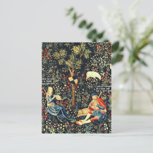 Middeleeuwse Renaissance Tapestry Herders en Schap Briefkaart (Staand voorkant)