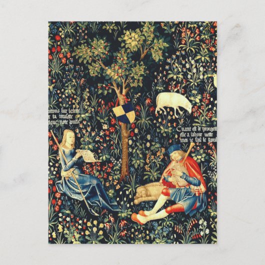 Middeleeuwse Renaissance Tapestry Herders en Schap Briefkaart (Voorkant)