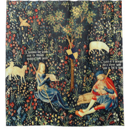 Middeleeuwse Renaissance Tapestry Herders en Schap Douchegordijn