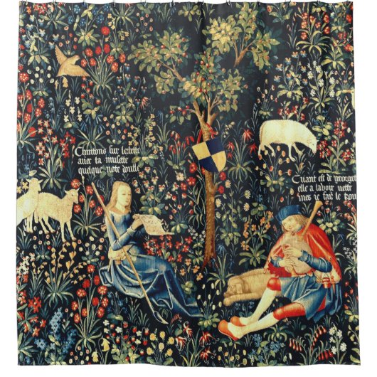 Middeleeuwse Renaissance Tapestry Herders en Schap Douchegordijn (Voorkant)