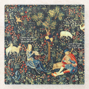 Middeleeuwse Renaissance Tapestry Herders en Schap Glazen Onderzetter