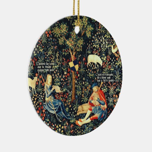 Middeleeuwse Renaissance Tapestry Herders en Schap Keramisch Ornament (Rechts)