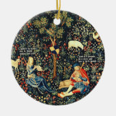 Middeleeuwse Renaissance Tapestry Herders en Schap Keramisch Ornament (Voorkant)