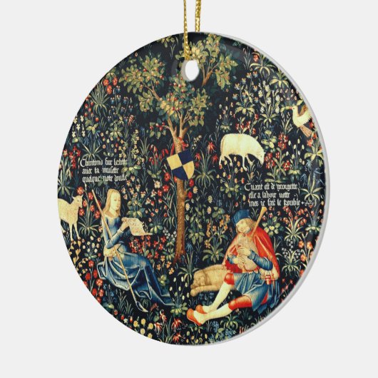 Middeleeuwse Renaissance Tapestry Herders en Schap Keramisch Ornament (Links)