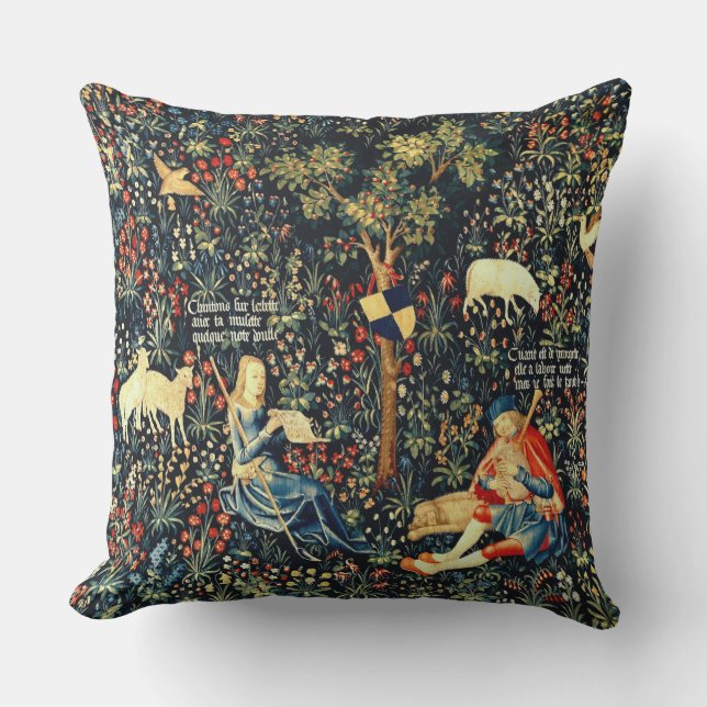 Middeleeuwse Renaissance Tapestry Herders en Schap Kussen (Voorkant)