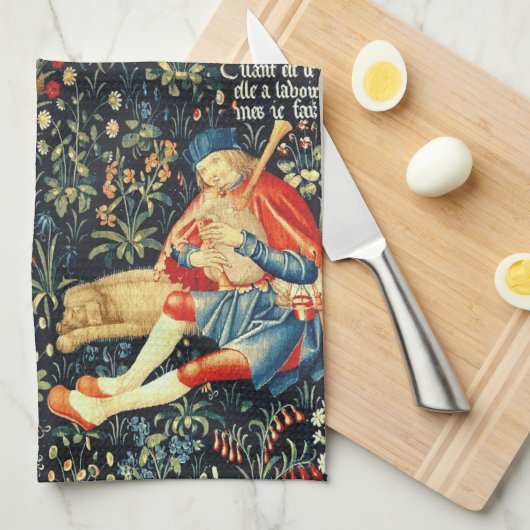 Middeleeuwse Renaissance Tapestry Herders en Schap Theedoek (Quarter Fold)