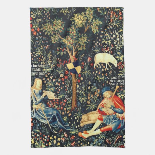 Middeleeuwse Renaissance Tapestry Herders en Schap Theedoek (Verticaal)