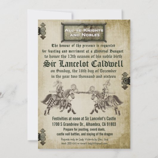 Middeleeuwse Renaissance Verjaardag Trouw Uitnodig Kaart (Voorkant)