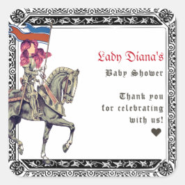 Middeleeuwse Renaissance W Ridder Renfaire Baby Sh Vierkante Sticker