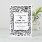 Middeleeuwse Renaissance Woodblock Border Wedding Kaart (Staand voorkant)