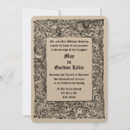 Middeleeuwse Renaissance Woodblock Border Wedding Kaart