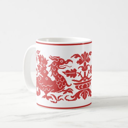 middeleeuwse/renaissance Wyverns Koffie Mok (Voorkant links)