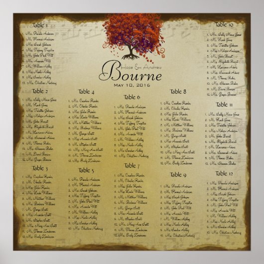 Middeleeuwse Renaissance zitplan 12 Tafels Poster (Voorkant)