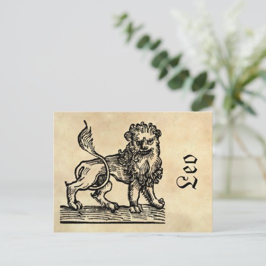 Middeleeuwse renaissance Zodiac Symbool Leo de Lee Briefkaart (Staand voorkant)