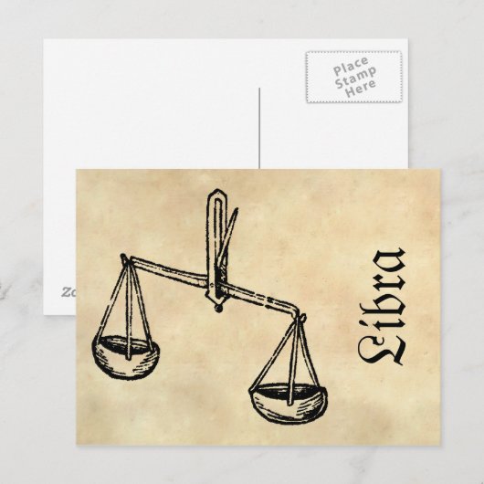 Middeleeuwse renaissance Zodiac Symbool Weegschaal Briefkaart (Voorkant / Achterkant)