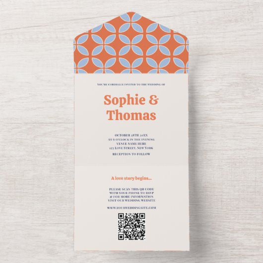 Middeleeuwse retro bruiloft all in one uitnodiging (Binnen)