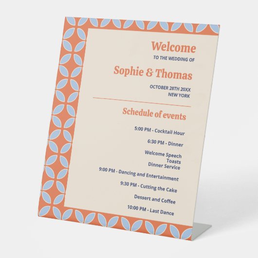 Middeleeuwse retro bruiloft reclamebord met voetstuk (Voorkant)