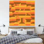 Middeleeuwse retro groovy jaren 70 geometrische ku canvas afdruk (Insitu (Slaapkamer))
