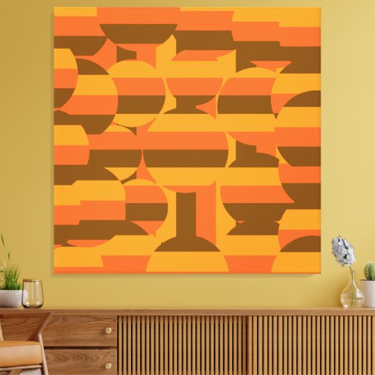 Middeleeuwse retro groovy jaren 70 geometrische ku canvas afdruk (Insitu (Woonkamer))