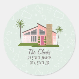 Middeleeuwse Retro Pink House - Klassieke ronde Ronde Sticker