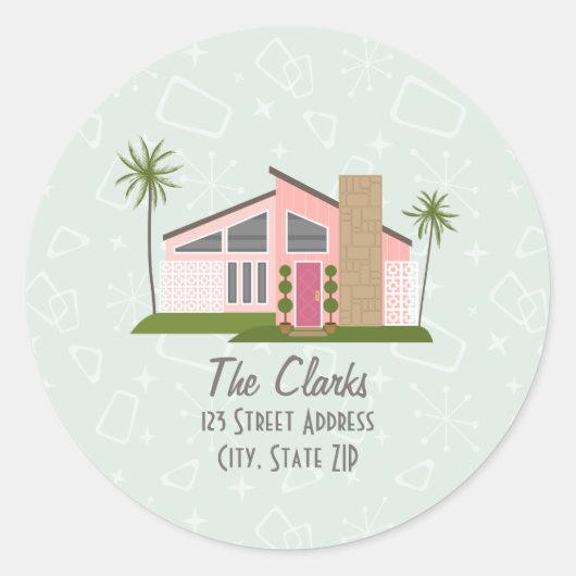 Middeleeuwse Retro Pink House - Klassieke ronde Sticker (Voorkant)