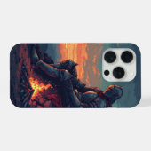 Middeleeuwse Ridder bij het Kampvuur - Fantasy iPh iPhone Hoesje (Achterkant horizontaal)