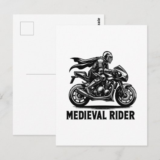 Middeleeuwse ridder briefkaart (Voorkant / Achterkant)