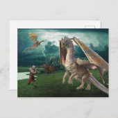 Middeleeuwse Ridder Bronzen Draak Fantasy Battle Briefkaart (Voorkant / Achterkant)