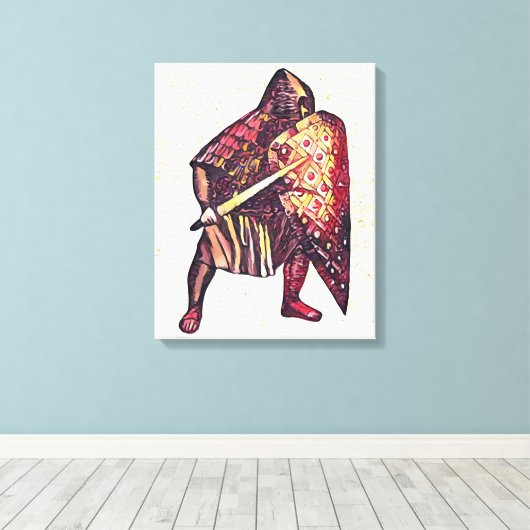 middeleeuwse ridder canvas afdruk (Insitu (Houten vloer))