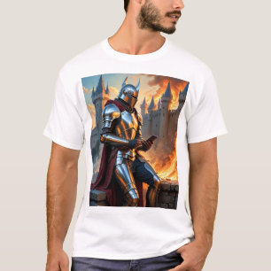 Middeleeuwse Ridder Castle Fire Funny Fantasy Art  T-shirt