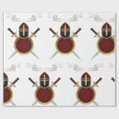 Middeleeuwse Ridder Crest Helm Zwaarden Schild Cadeaupapier (Vlak)