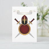 Middeleeuwse Ridder Crest Helm Zwaarden Schild Kaart (Staand voorkant)