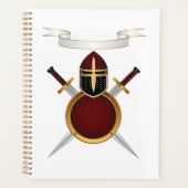 Middeleeuwse Ridder Crest Helm Zwaarden Schild Planner (Voorkant)
