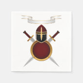 Middeleeuwse Ridder Crest Helm Zwaarden Schild Servet (Voorkant)