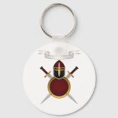 Middeleeuwse Ridder Crest Helm Zwaarden Schild Sleutelhanger (Voorkant)