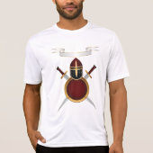 Middeleeuwse Ridder Crest Helm Zwaarden Schild T-shirt (Voorkant)