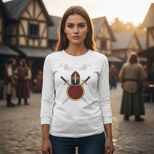 Middeleeuwse Ridder Crest Helm Zwaarden Schild T-shirt