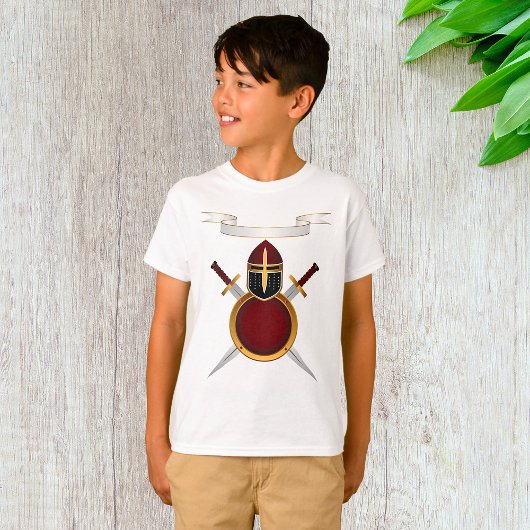 Middeleeuwse Ridder Crest Helm Zwaarden Schild T-shirt