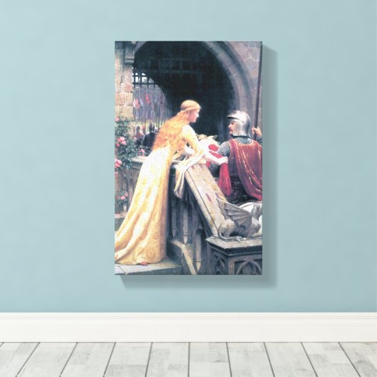 Middeleeuwse ridder dame antiek schilderij canvas afdruk (Insitu (Houten vloer))