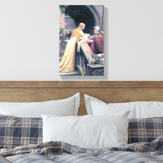 Middeleeuwse ridder dame antiek schilderij canvas afdruk (Insitu (Slaapkamer))