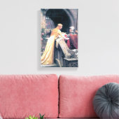 Middeleeuwse ridder dame antiek schilderij canvas afdruk (Insitu (Woonkamer))