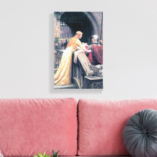 Middeleeuwse ridder dame antiek schilderij canvas afdruk (Insitu (Woonkamer))