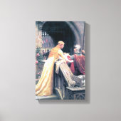 Middeleeuwse ridder dame antiek schilderij canvas afdruk (Voorkant)