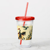 Middeleeuwse ridder/draak/kasteel fantasie acryl drinkbeker (Achterkant)