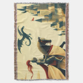 Middeleeuwse ridder/draak/kasteel fantasie deken (Voorkant Verticaal)